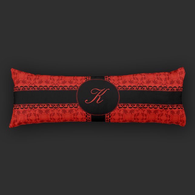 Romantic Red And Black Faux Lace Pattern Body Pillow (Creator Uploaded)