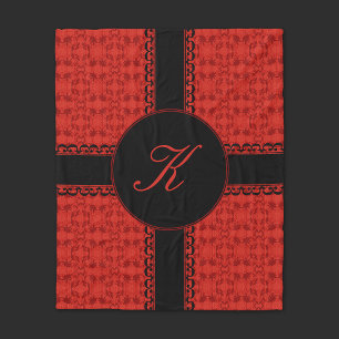 Romantic Red And Black Personalize Fleece Blanket