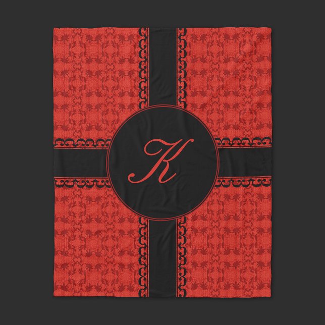 Romantic Red And Black Personalize Fleece Blanket (Creator Uploaded)