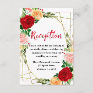 Romantic Red and Orange Roses Enclosure Card