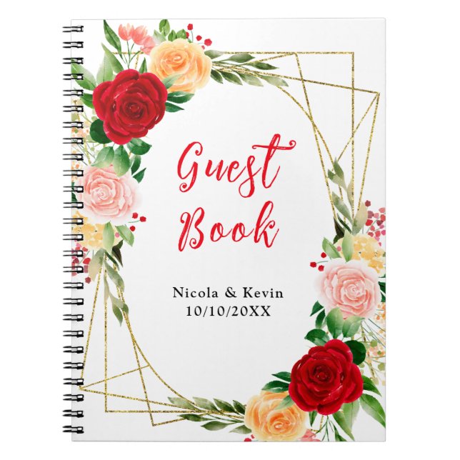 Romantic Red and Orange Roses Notebook (Front)