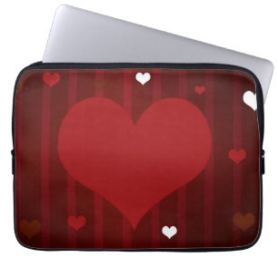Romantic Red and White Love Me Heart Valentine Laptop Sleeve