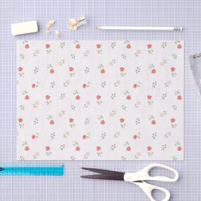 Romantic Red Blush Pink Roses Love Tissue Paper (Craft)