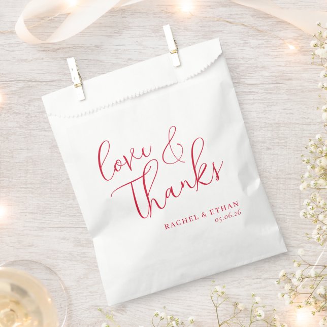Romantic Red Calligraphy Favour Bag (Clipped)