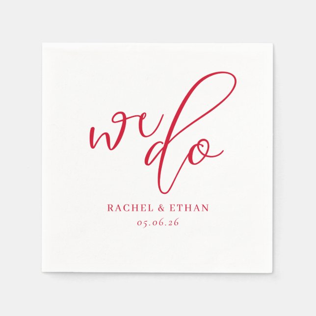 Romantic Red Calligraphy Napkin (Front)