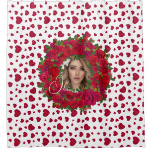 Romantic Red Dark Pink Roses Photo Border