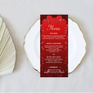 Romantic Red Elegance: Ornamental Vintage Wedding  Menu