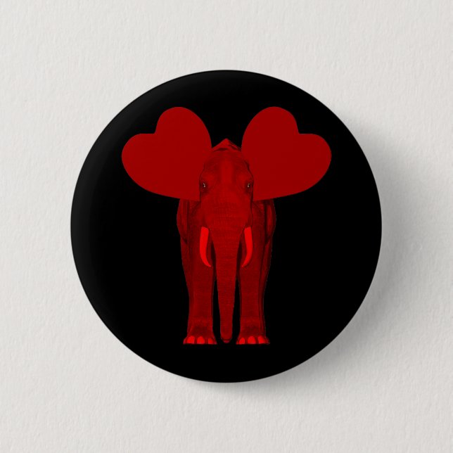 Romantic Red Elephant 2 Inch Round Button (Front)