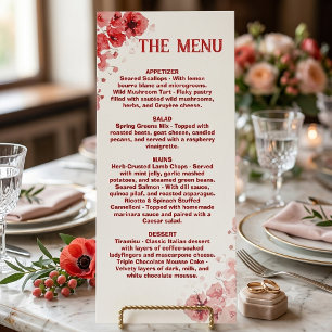 Romantic Red Floral Menu , Wedding Menu