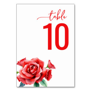 Romantic Red Floral Table Card