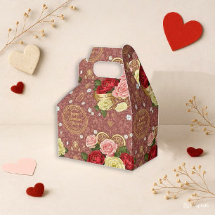 Romantic Red Floral Valentine Favor Box