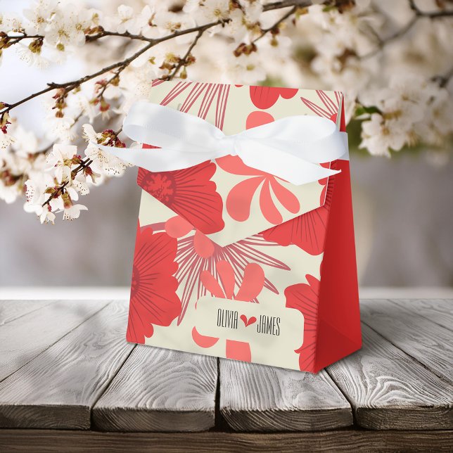 Romantic Red Floral Wedding Favor Box (Creator Uploaded)