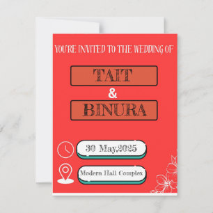 Romantic Red Floral Wedding Invitation 