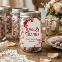 Romantic Red Floral Wedding Thank You 