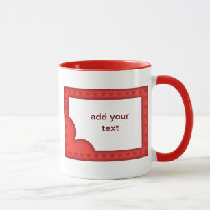 Romantic red frame with hearts mug