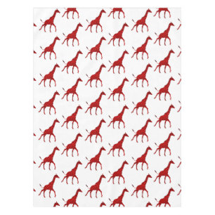 Romantic Red Giraffe Tiled Pattern Tablecloth