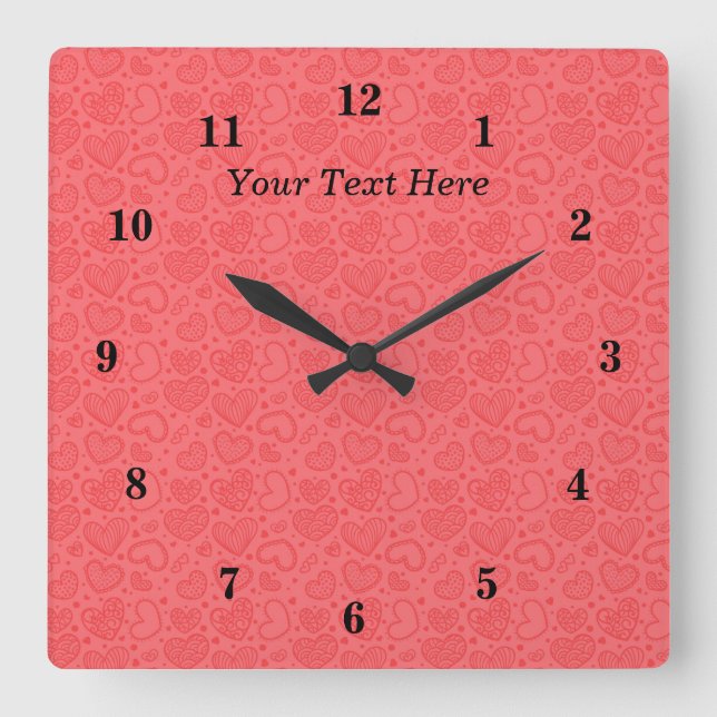 Romantic Red Heart Clock with Custom Text (Front)