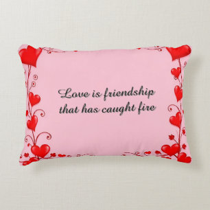 ❤️ Romantic Red Heart Floral Love Quote Decor Accent Pillow
