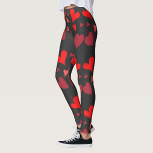 Romantic red heart leggings