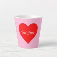 Romantic Red Heart Pastel Pink Personalized