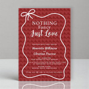 Romantic Red Heart Pattern Nothing Fancy Just Love Invitation