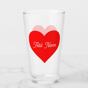 Romantic Red Heart Personalized Glass