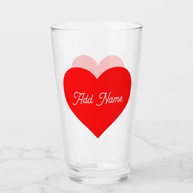 Romantic Red Heart Personalized Glass (Front)
