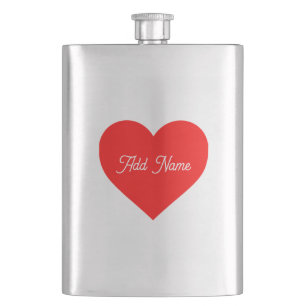 Romantic Red Heart Personalized Hip Flask