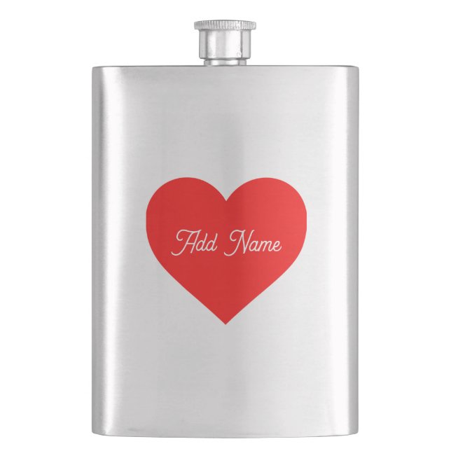 Romantic Red Heart Personalized Hip Flask (Front)