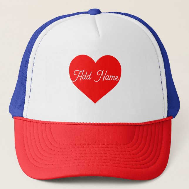 Romantic Red Heart Personalized Trucker Hat (Front)