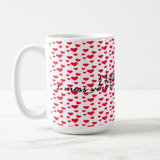 Romantic red heart-shaped pattern coffee mug (Left)