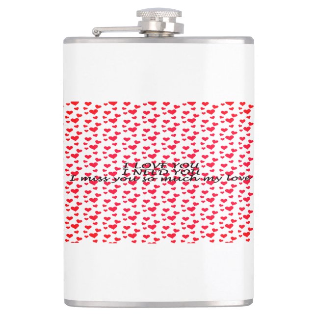 Romantic red heart-shaped pattern hip flask (Front)