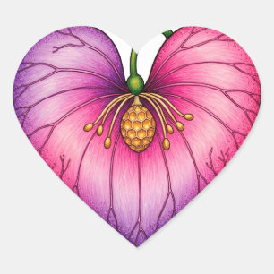 Romantic Red Heart With Floral Centre Sticker