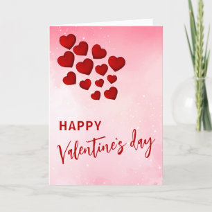 Romantic Red Hearts Happy Valentine`s Day  Holiday Card