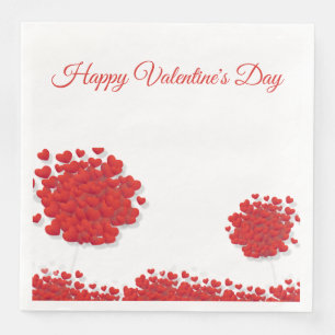 Romantic Red Hearts,Love,Tree,Valentine Napkin