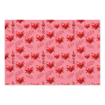 Romantic Red Hearts Love Wrapping Paper Pattern |