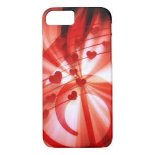 Romantic Red Hearts Music Clef Note Abstract Case-Mate iPhone Case