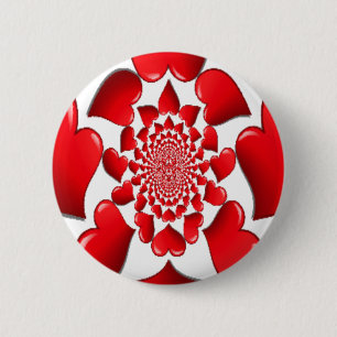 Romantic Red Hearts Pattern Art Print 2 Inch Round Button