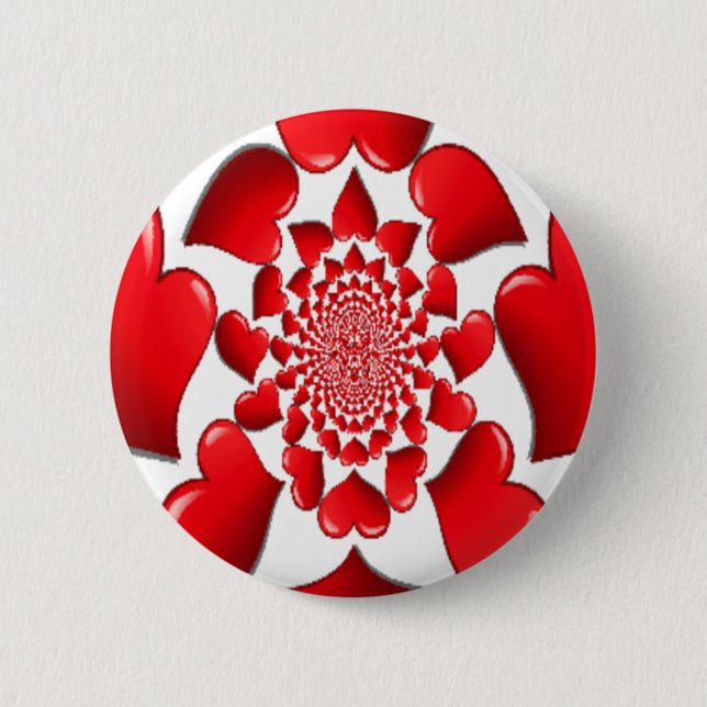 Romantic Red Hearts Pattern Art Print 2 Inch Round Button (Front)