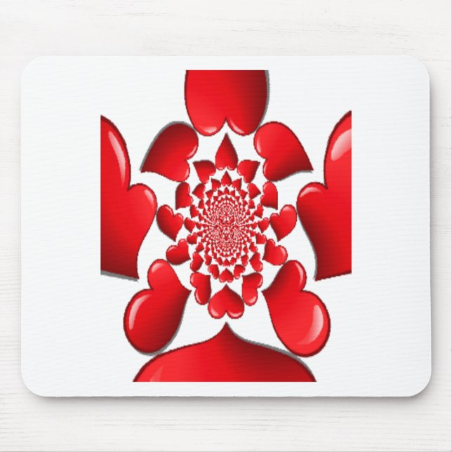 Romantic Red Hearts Pattern Art Print Mouse Pad (Front)