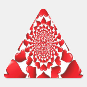 Romantic Red Hearts Pattern Art Print Triangle Sticker