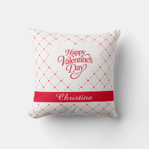 Romantic Red Hearts Personalized Valentine Throw Pillow