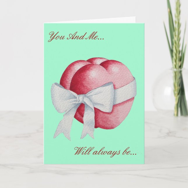 Romantic red hearts tied with white ribbon bow card (Front)