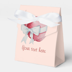 Romantic red hearts tied with white ribbon bow favor box
