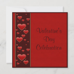 Romantic Red Hearts Valentine's Day Celebration Invitation