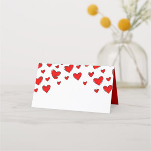 Romantic Red Hearts Valentine's Day Place Card