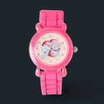 romantic red love heart & white bow on pink watch<br><div class="desc">This original romantic red heart illustration has a pretty white bow tied around it to represent giving your love to someone. I think it looks great on this quality watch, the heart and bow really stand out against the girlie pink background and the pink glitter strap really adds glamour to...</div>