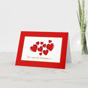 Romantic Red Love Hearts Christmas Holiday Card