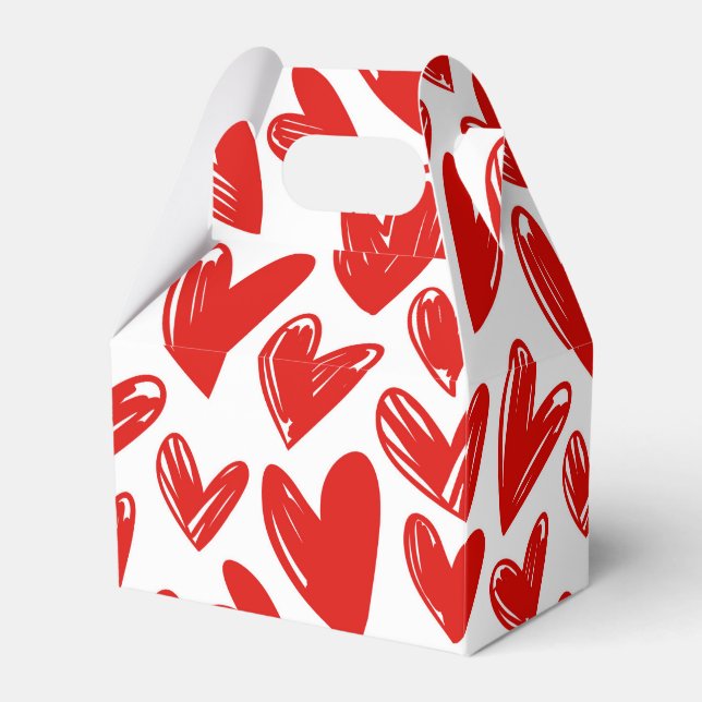 Romantic Red Love Hearts Pattern Valentine's Day Favor Box (Front Side)