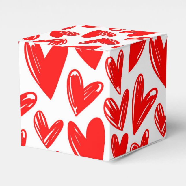 Romantic Red Love Hearts Pattern Valentine's Day Favor Box (Front Side)